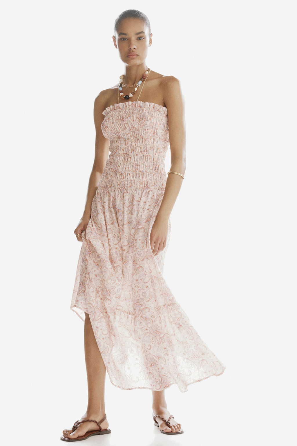 Vestido bandeau con cuerpo nido de abeja - H&m фото 6
