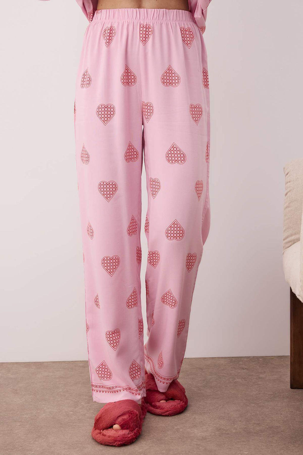 Ekru %100 Pamuklu Kapli Dokuma Pijama Tak?m? THMAW26PT00025 - Trendyolmilla фото 3