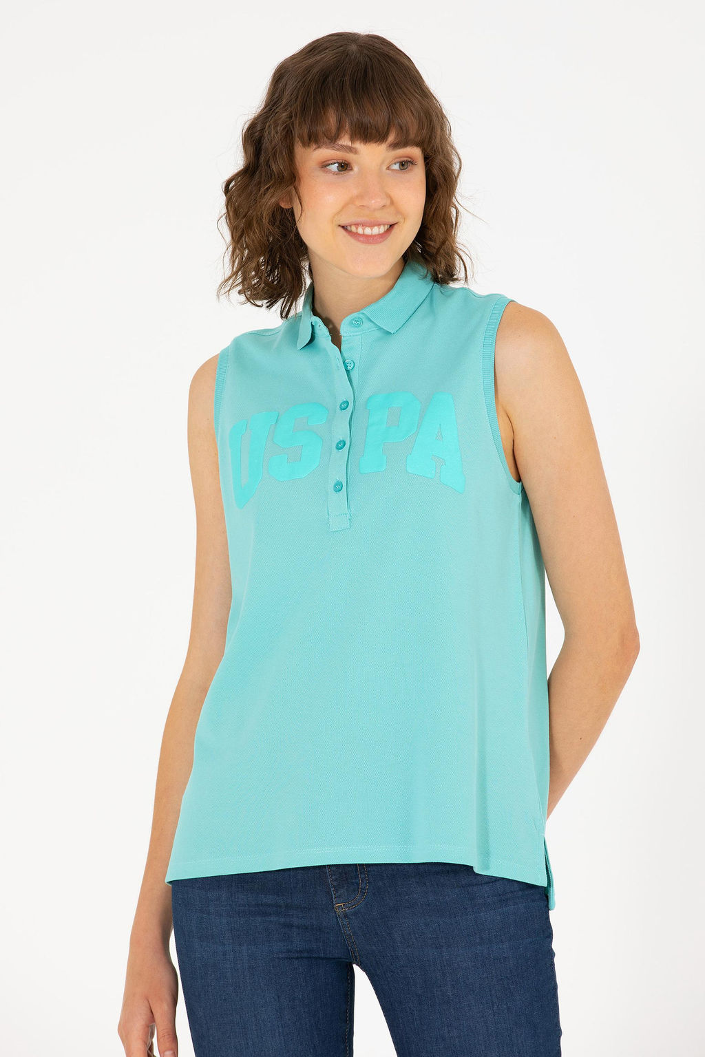 Мятная женская футболка с воротником-поло - U.s. polo assn фото 17