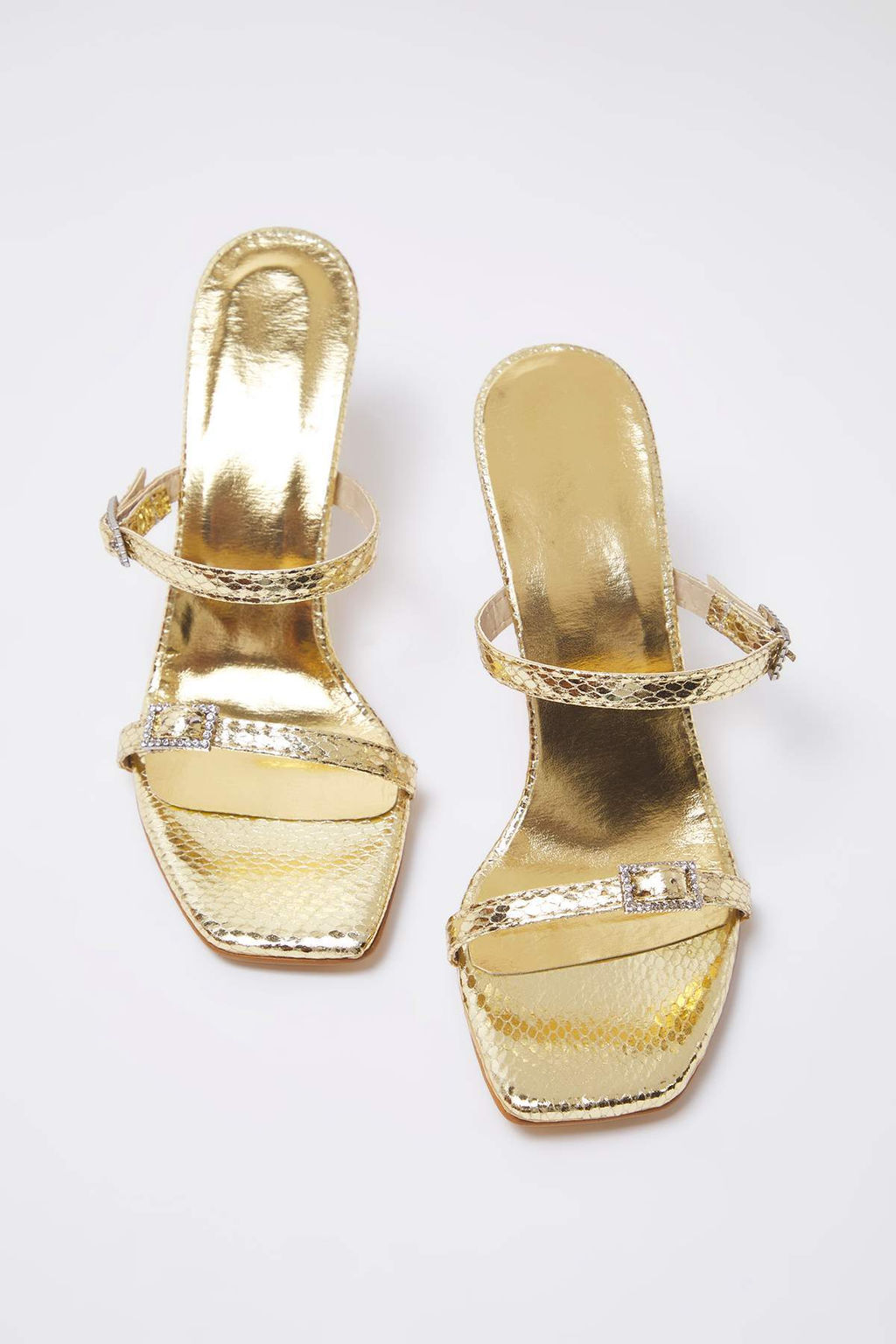 Trendyolmilla Shoes Metalik Alt?n Tasl? Toka Detayl? Ince Bantl? Kad?n Ince Topuklu Terlik TAKSS25TO00103  фото 4