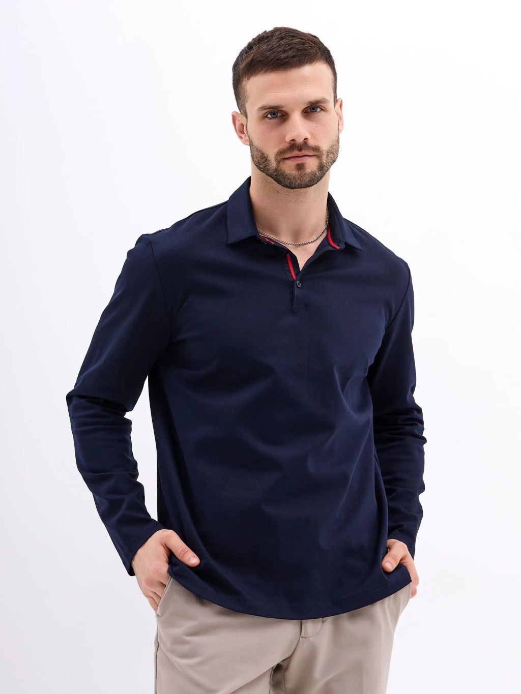 Джемпер мужской с воротником поло GREG G155-TO1246T-LT1634 (синий)