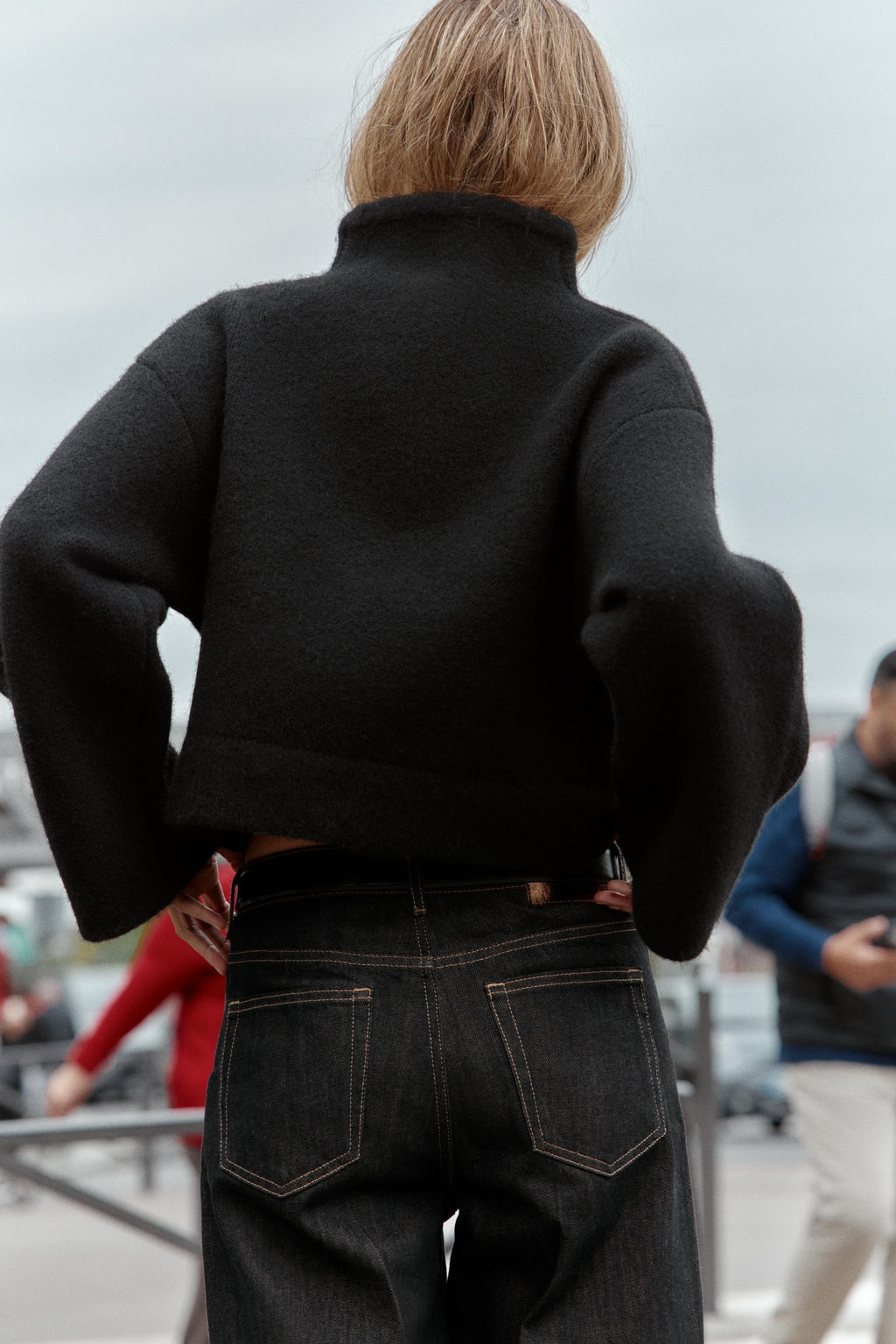 DOUBLE-BREASTED KNIT BOMBER JACKET