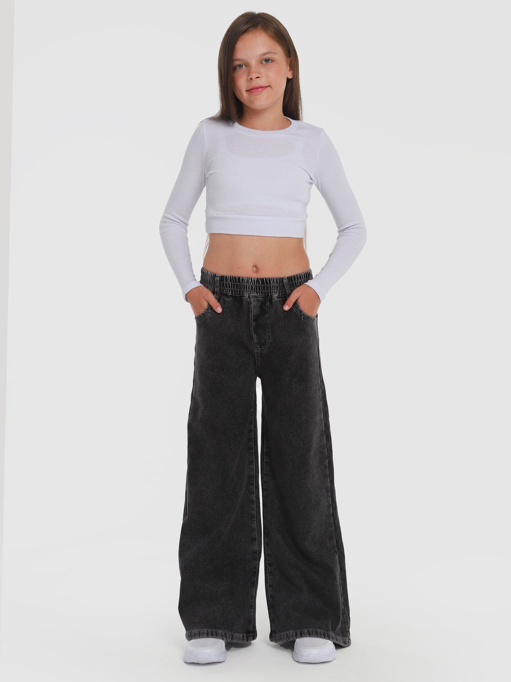 Джинсы-палаццо утеплённые для девочек - СИНЯЯ МОДА фото 4