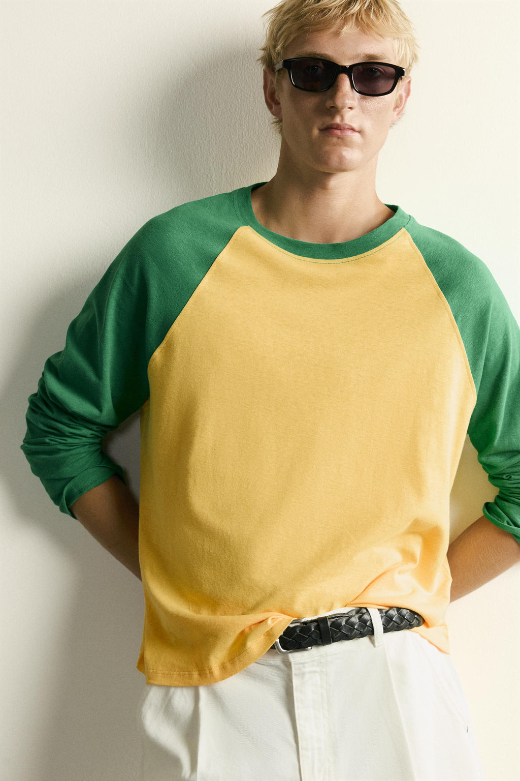 CAMISETA COLOR BLOCK ALGOD?N - LINO / Verde - Zara фото 5