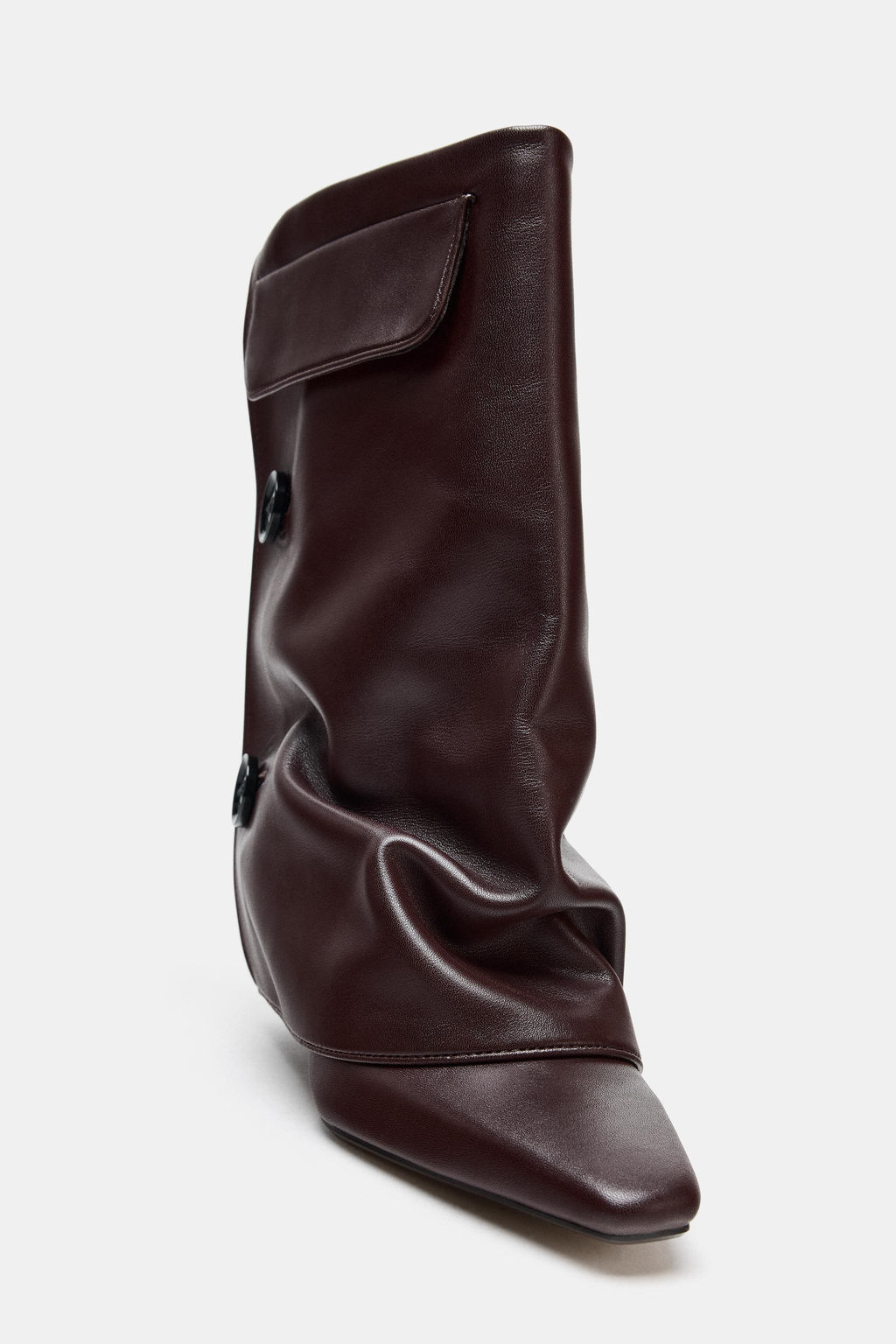 LEATHER FOOTED LEGGINGS HEELED ANKLE BOOTS - Zara фото 7