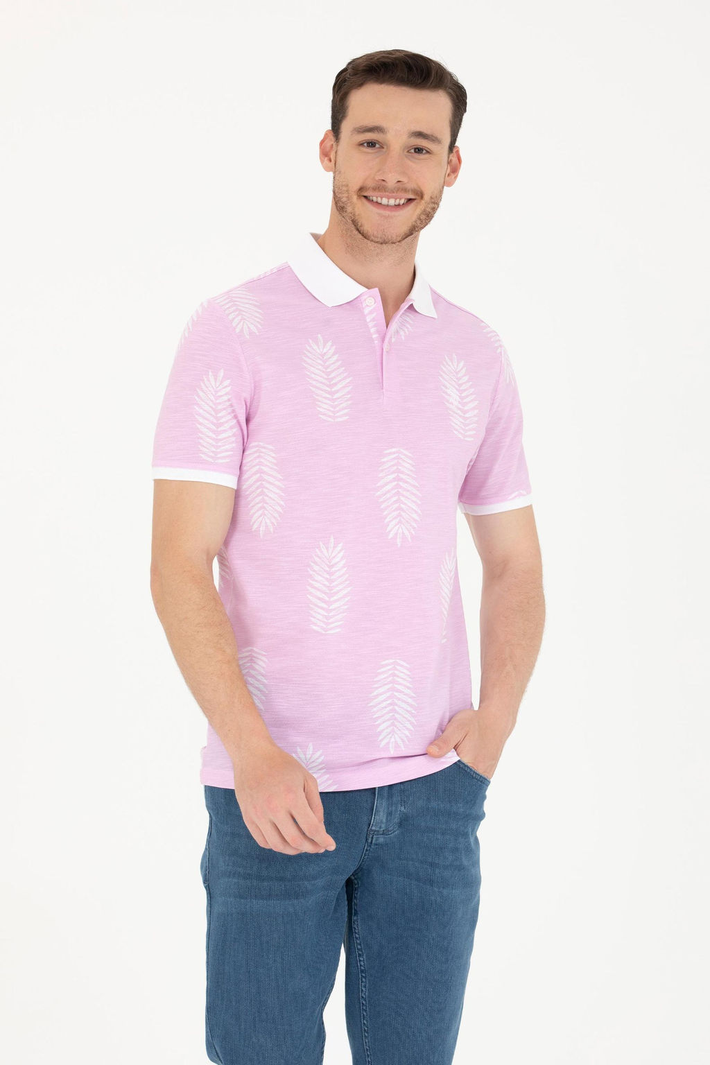 U. S. Polo Assn Мужская розовая футболка с воротником-поло - U.s. polo assn фото 3