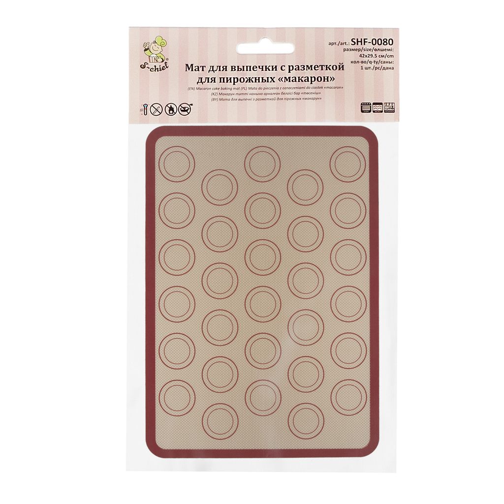 S-CHIEF SHF-0080 Мат для выпечки с разметкой для пирожных макарон 29.5 см х 42 см 1 шт  фото 3