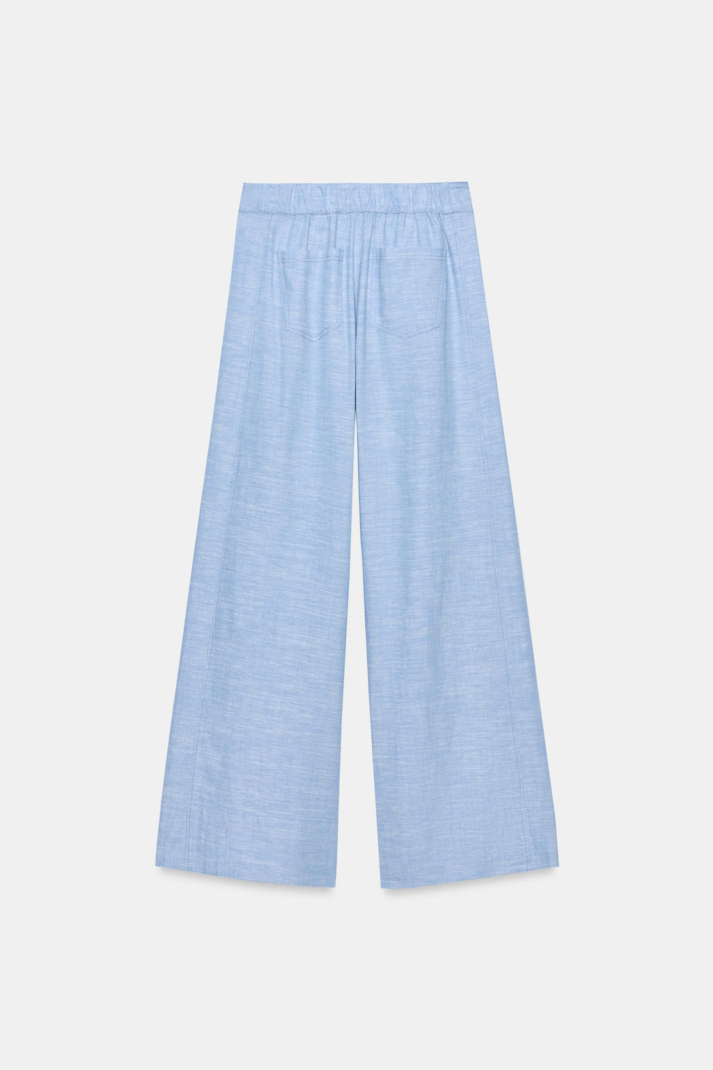 PANTAL?N ANCHO CON LINO / Azul claro