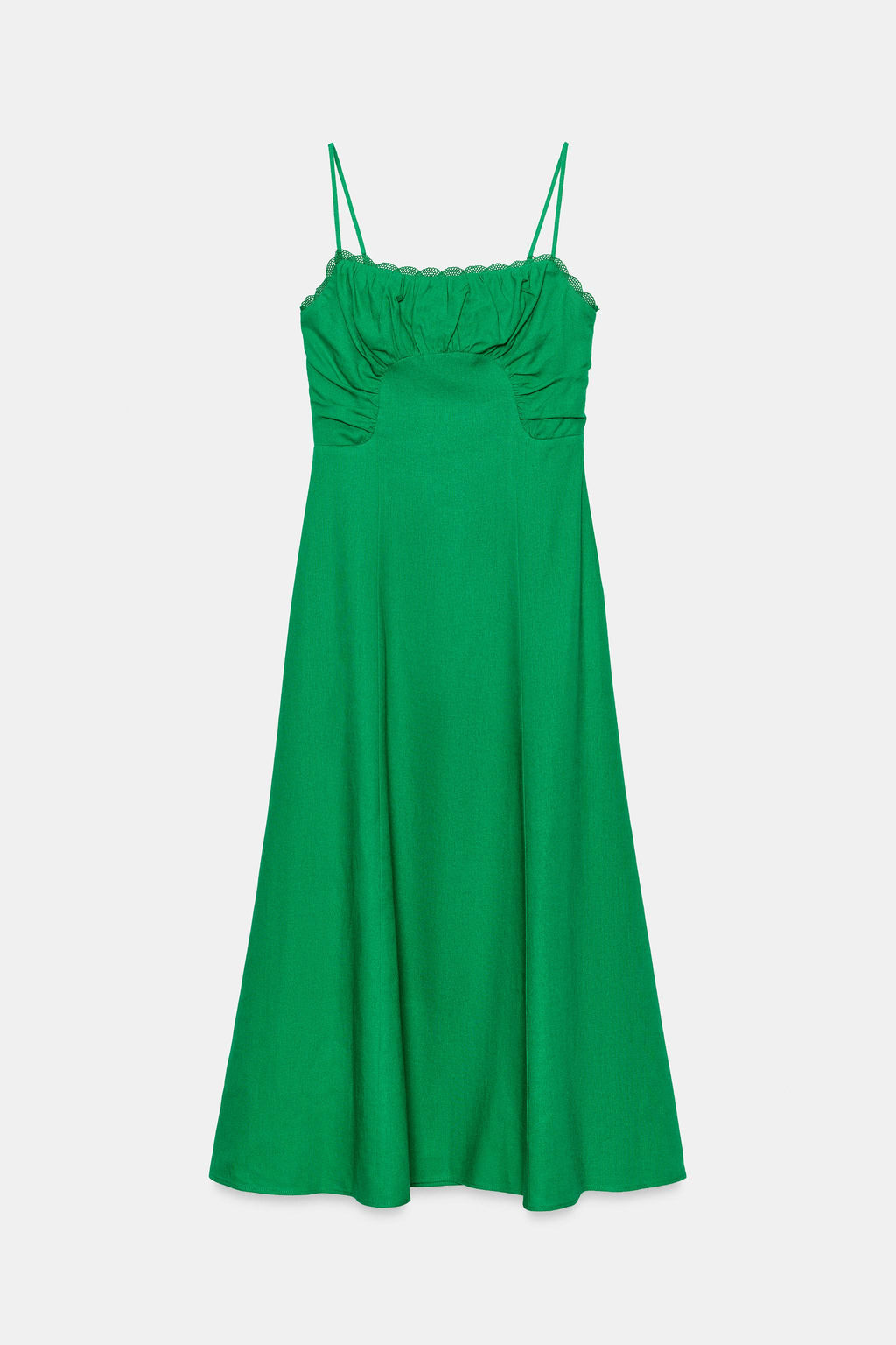 VESTIDO MIDI TIRANTES CON LINO / Verde - Zara фото 5
