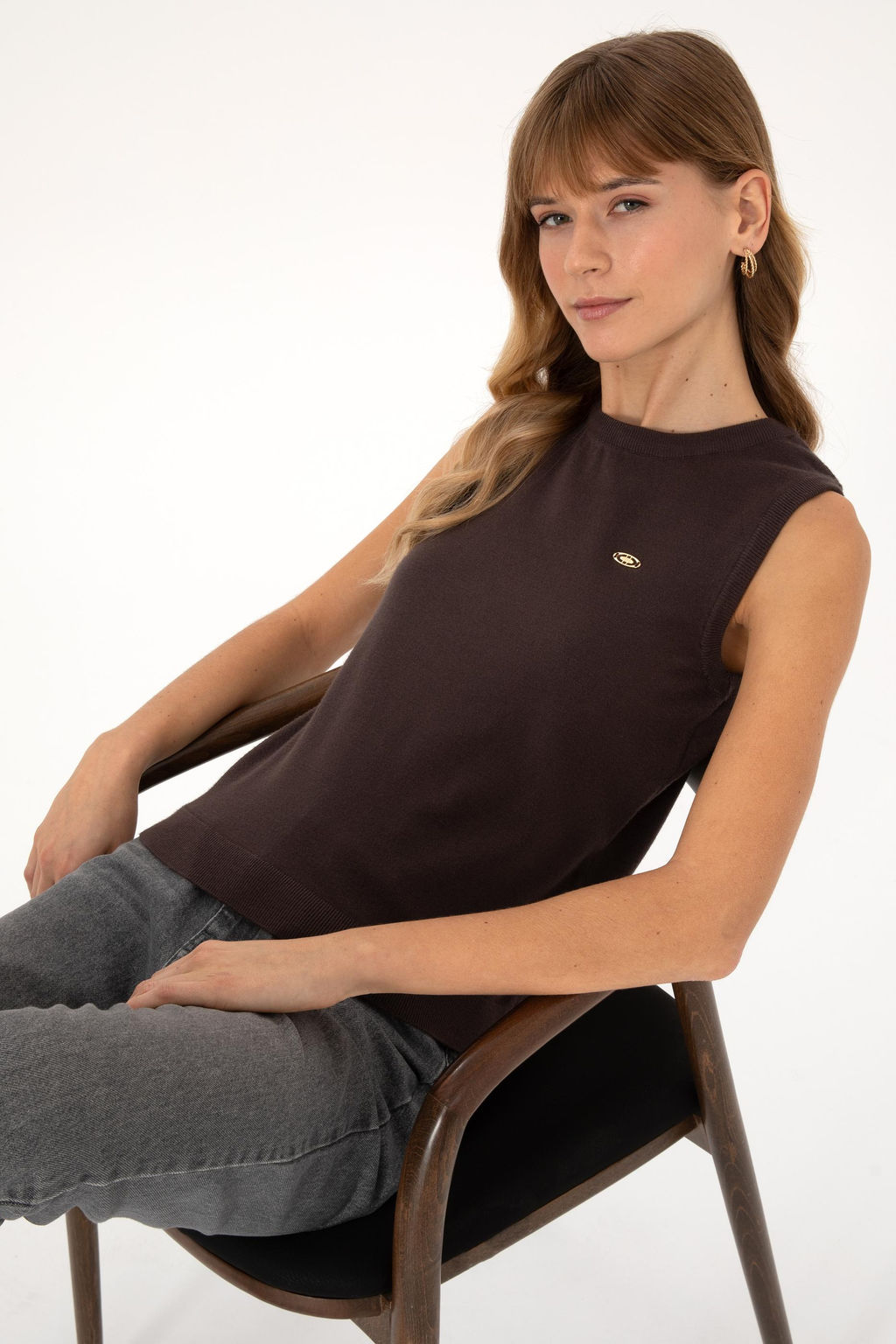 Kad_n Koyu Kahverengi Bisiklet yaka S_veter - U.s. polo assn фото 3