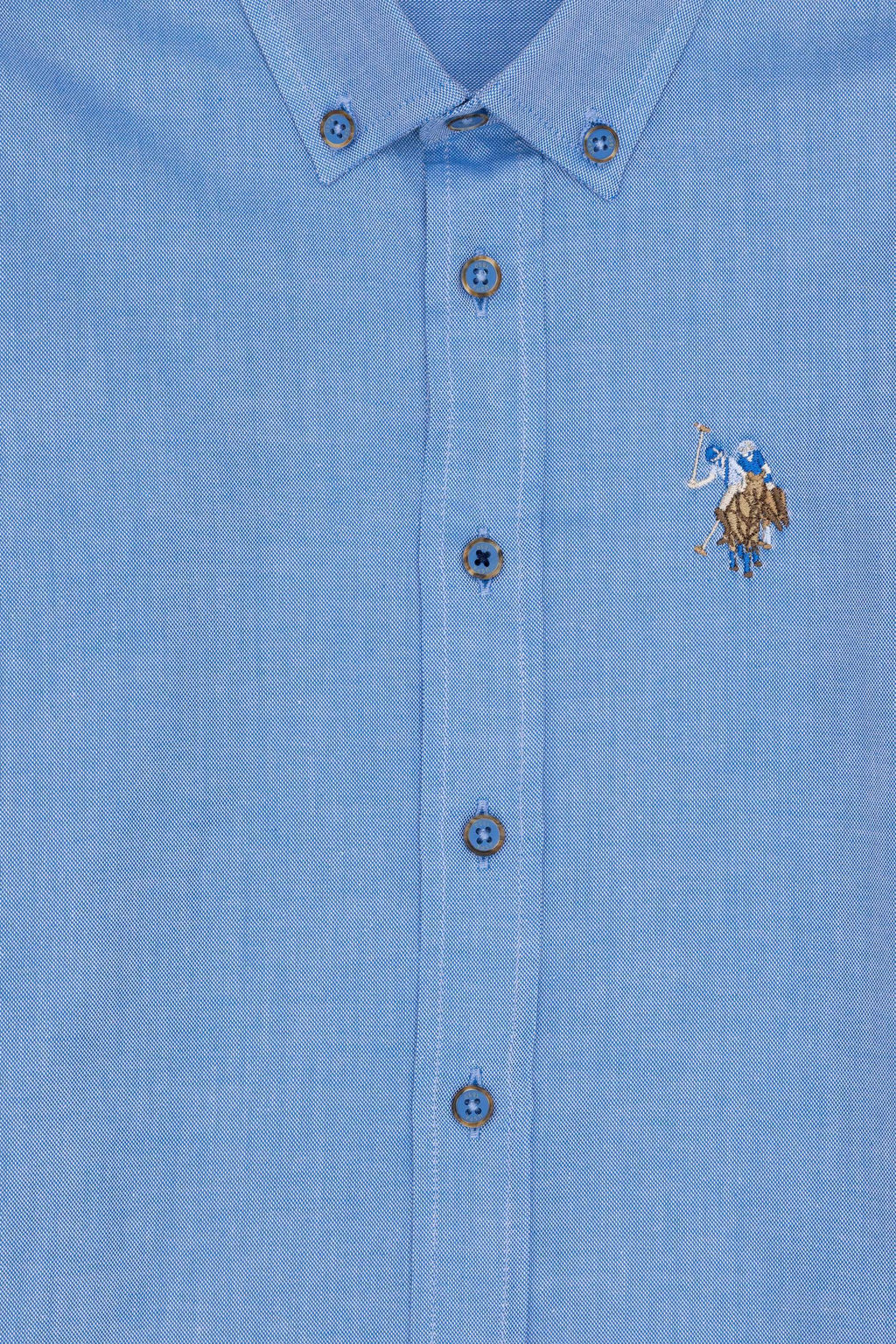 Темно-синяя базовая рубашка с длинным рукавом для мальчиков - U.s. polo assn фото 2