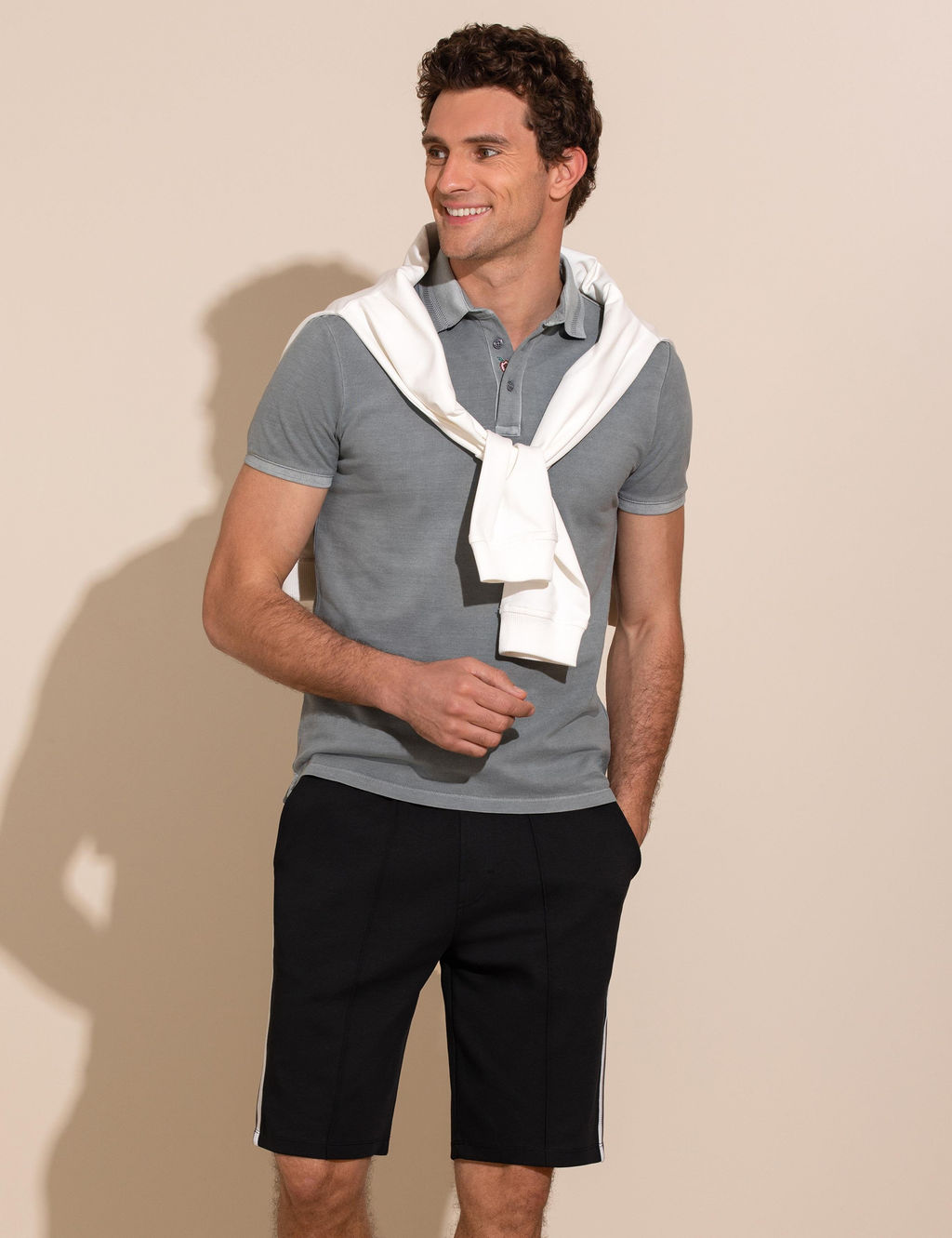 Gri Polo Yaka Slim Fit T-Shirt