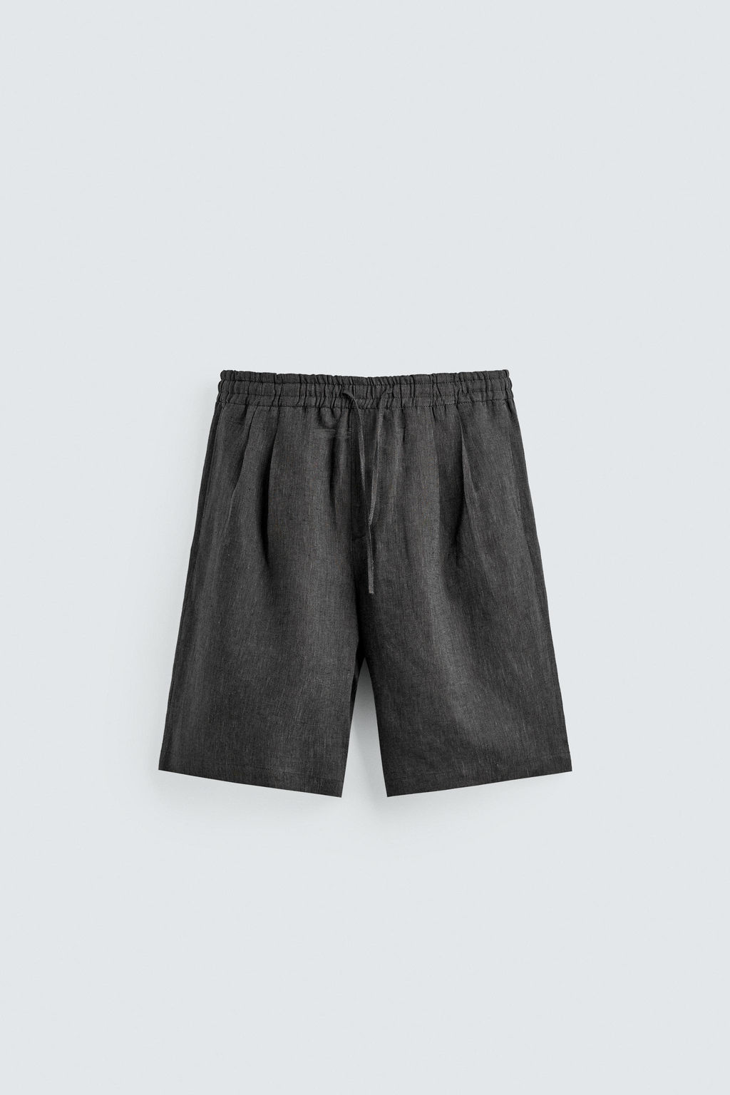 BERMUDA 100% LINO PLIEGUES / Plomo