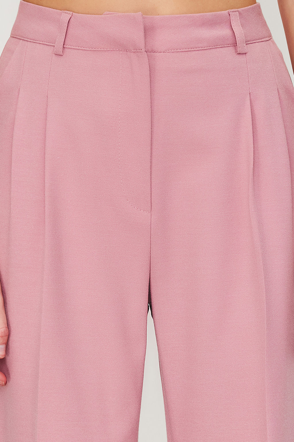 Limited Edition Ac?k Pembe Straight/Duz Kesim Dokuma Kumas Pantolon TWOAW23PL00401