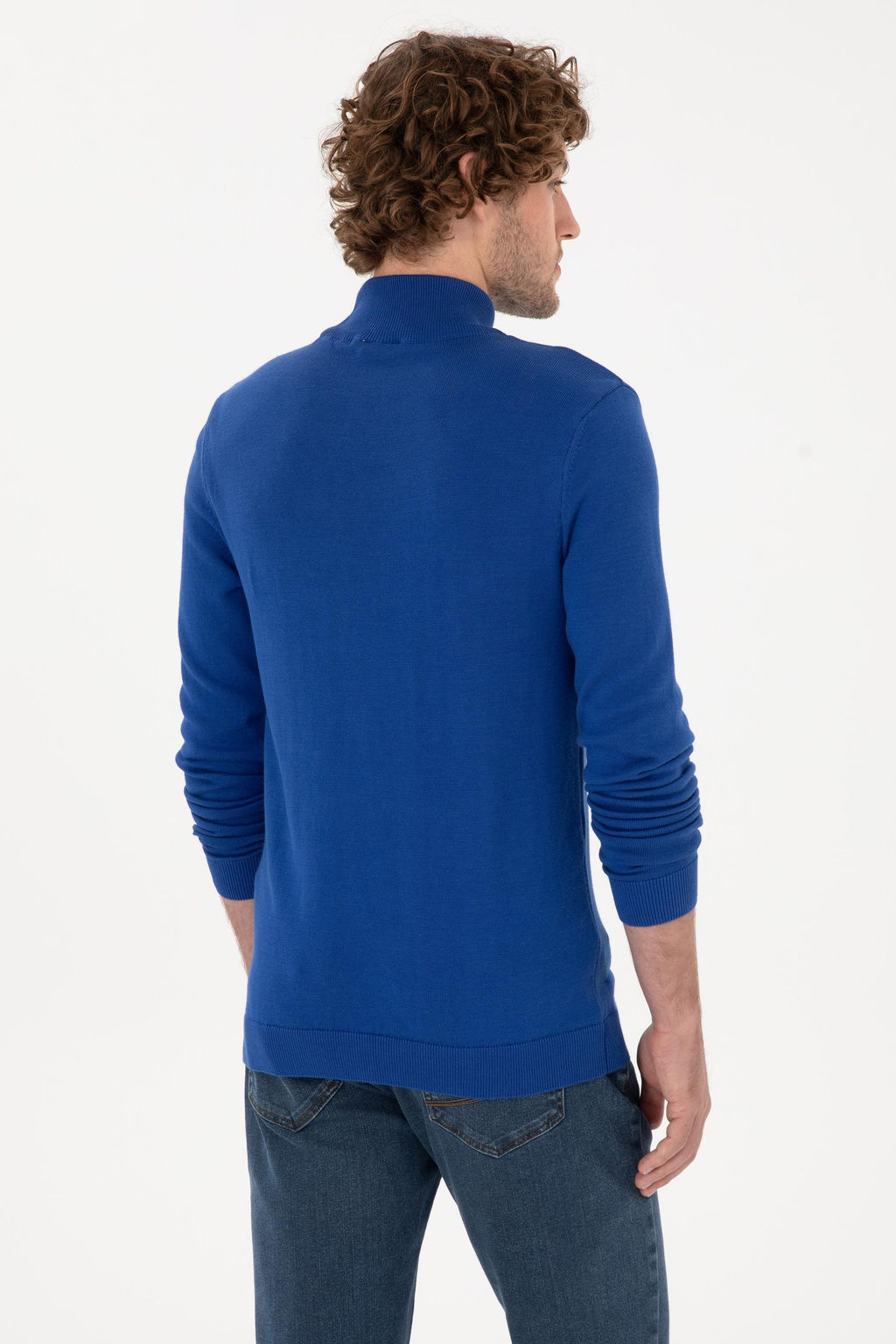 Erkek Slim Fit Yar_m Bal_k__ Yaka Saks Kazak - U.s. polo assn фото 5