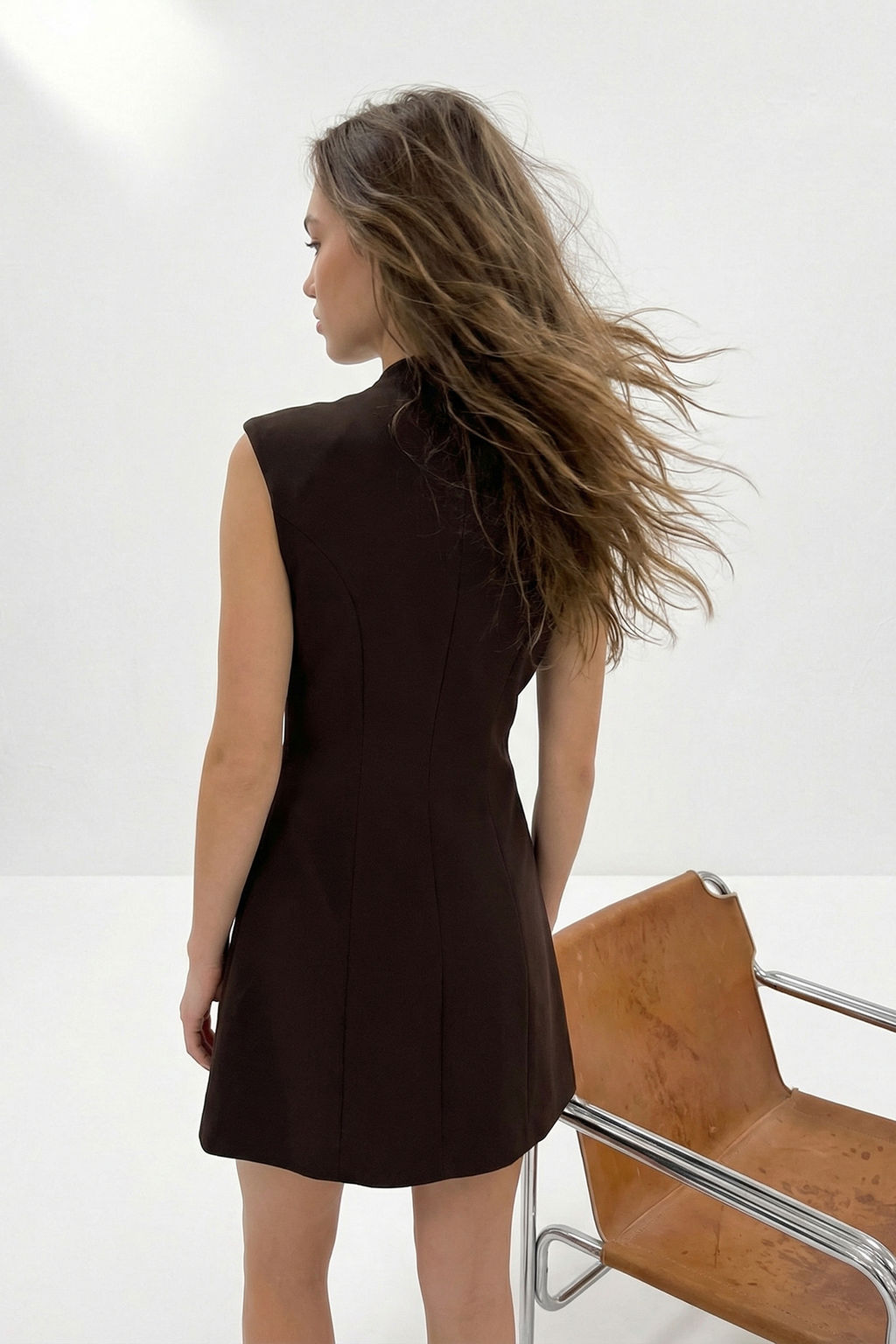 Kahverengi Mini Dokuma Ceket Elbise TWOSS26EL00623 - Trendyolmilla фото 4