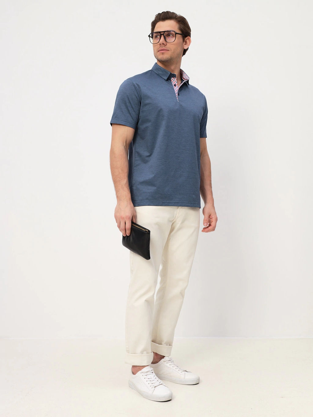 Джемпер мужской с воротником поло короткий рукав GREG G144-PM12-LT1638 (синий)  фото 17