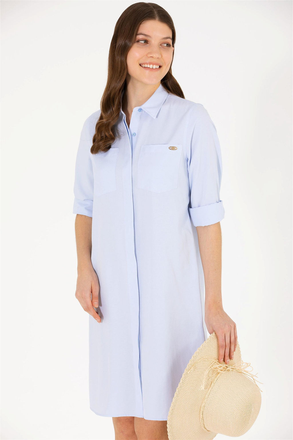 Женское синее тканое платье Неожиданная скидка в корзине - U.s. polo assn фото 2