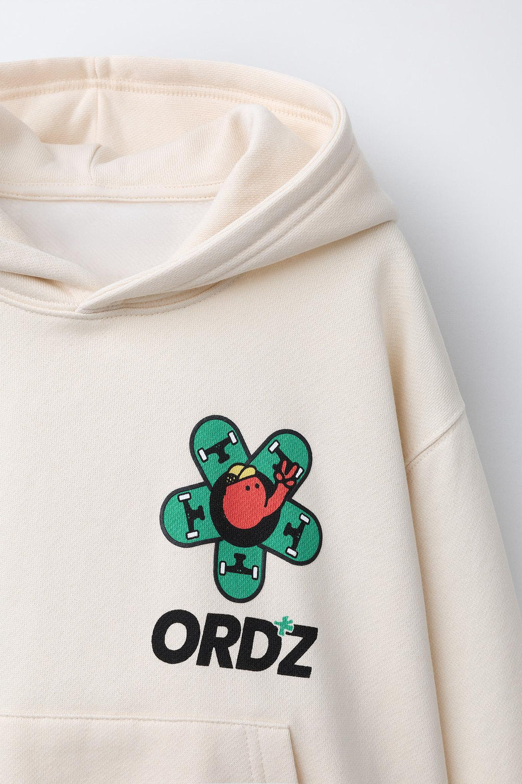 SUDADERA CAPUCHA ESTAMPADA LOGO / Blanco roto - Zara фото 3