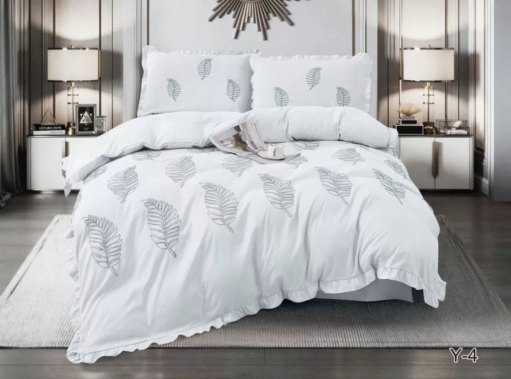 КПБ EFOR COTTONI с вышивкой "листок" (Y-4), евро