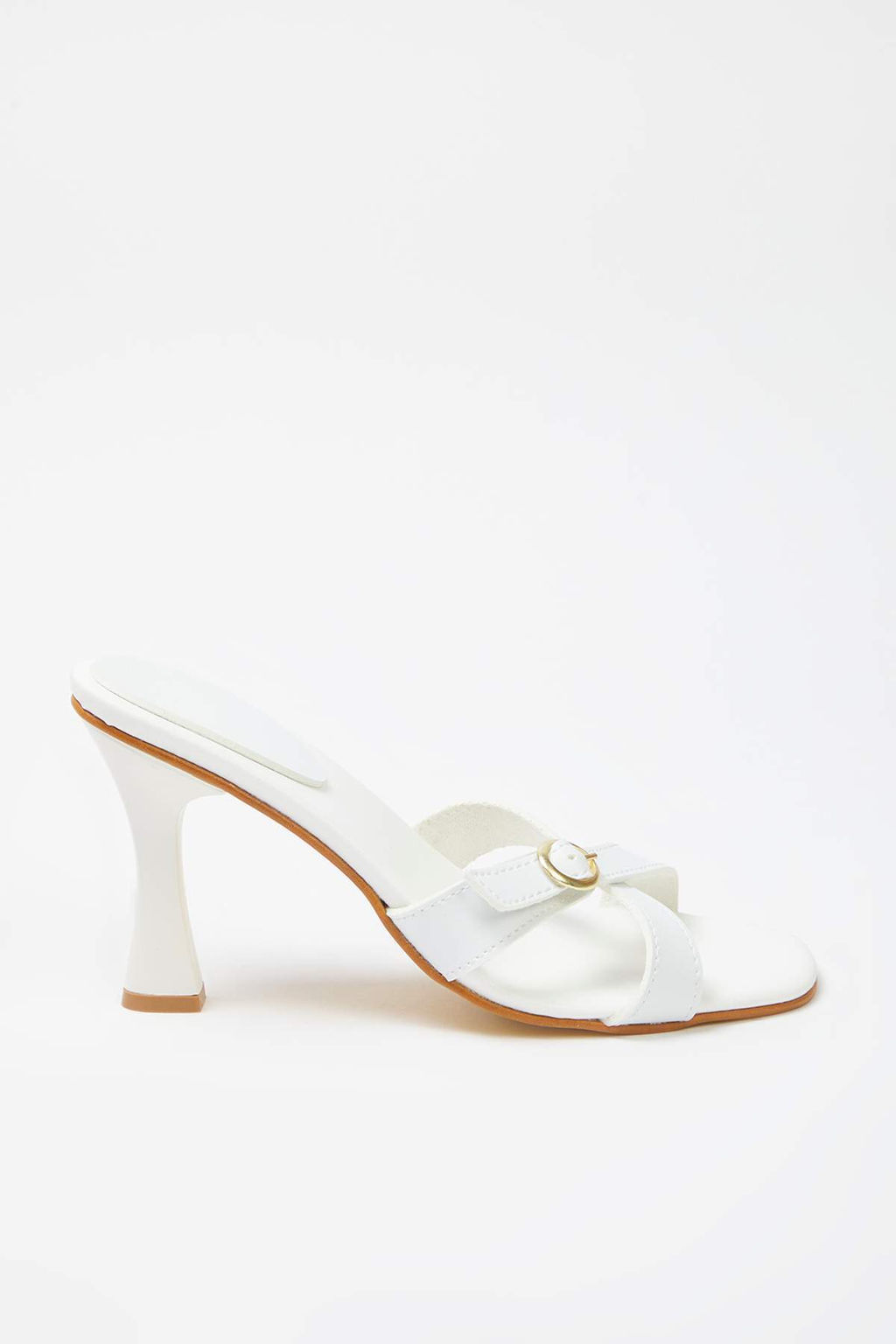 Trendyol Shoes Kahverengi Gold Tokal? Kare Burun Kad?n Topuklu Terlik TAKSS25TO00035 - Trendyolmilla фото 6
