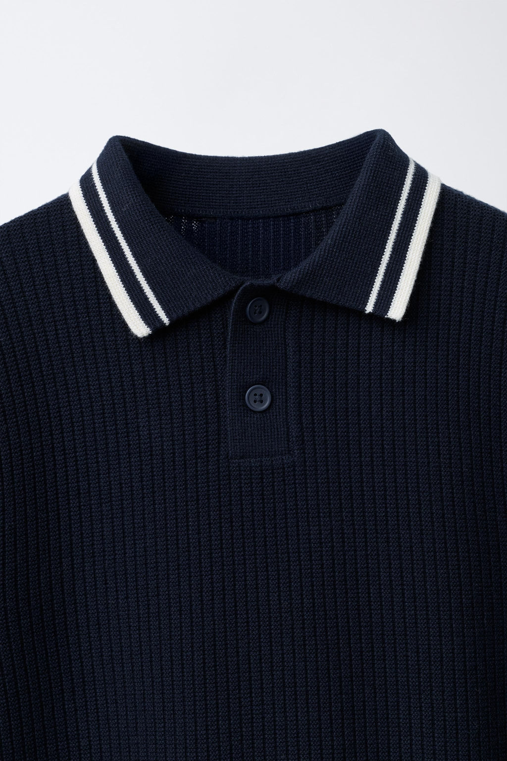 BASIC RIBBED KNIT POLO SHIRT - Zara фото 3
