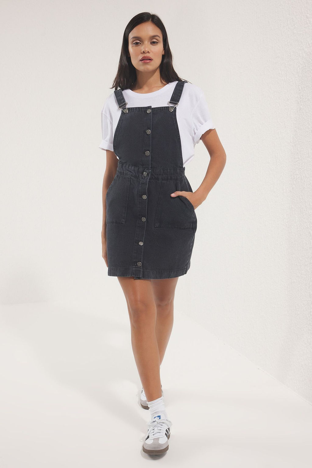 Trendyolmilla Antrasit Mini Salopet Denim Elbise TWOSS25EL00702  фото 3