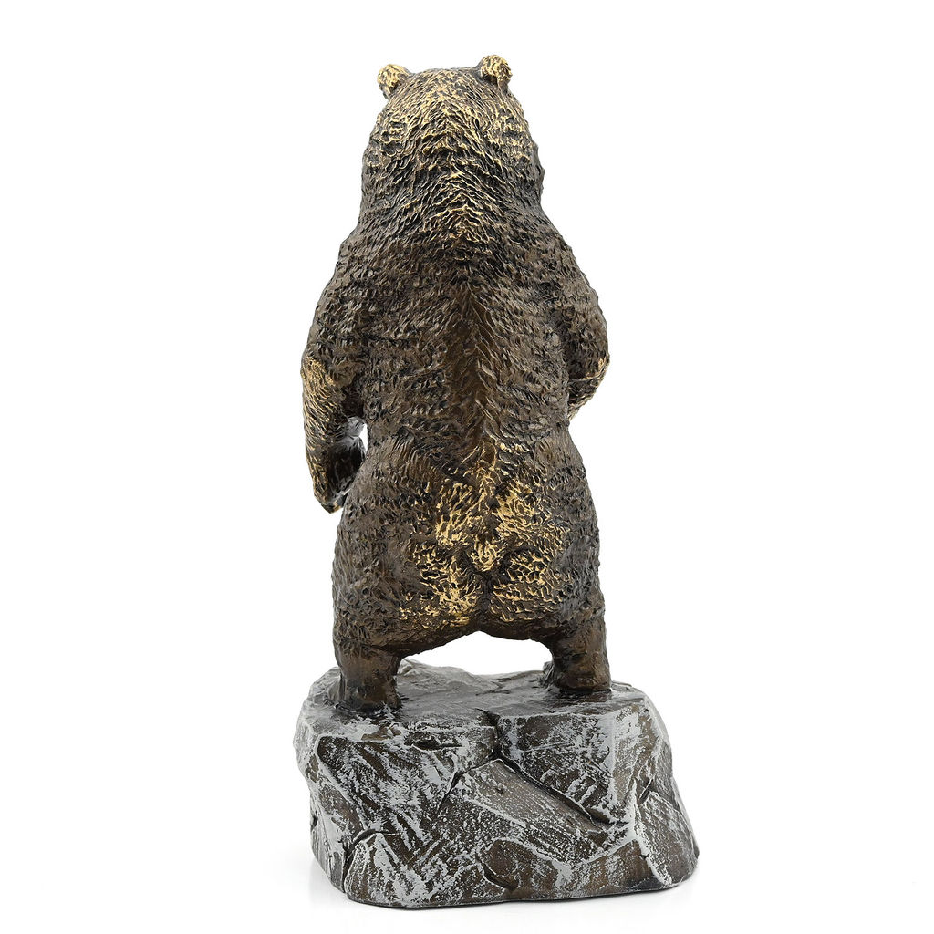 Фигурка из литеевой смолы "Медведь на скале" 73*62*147мм Радуга камня