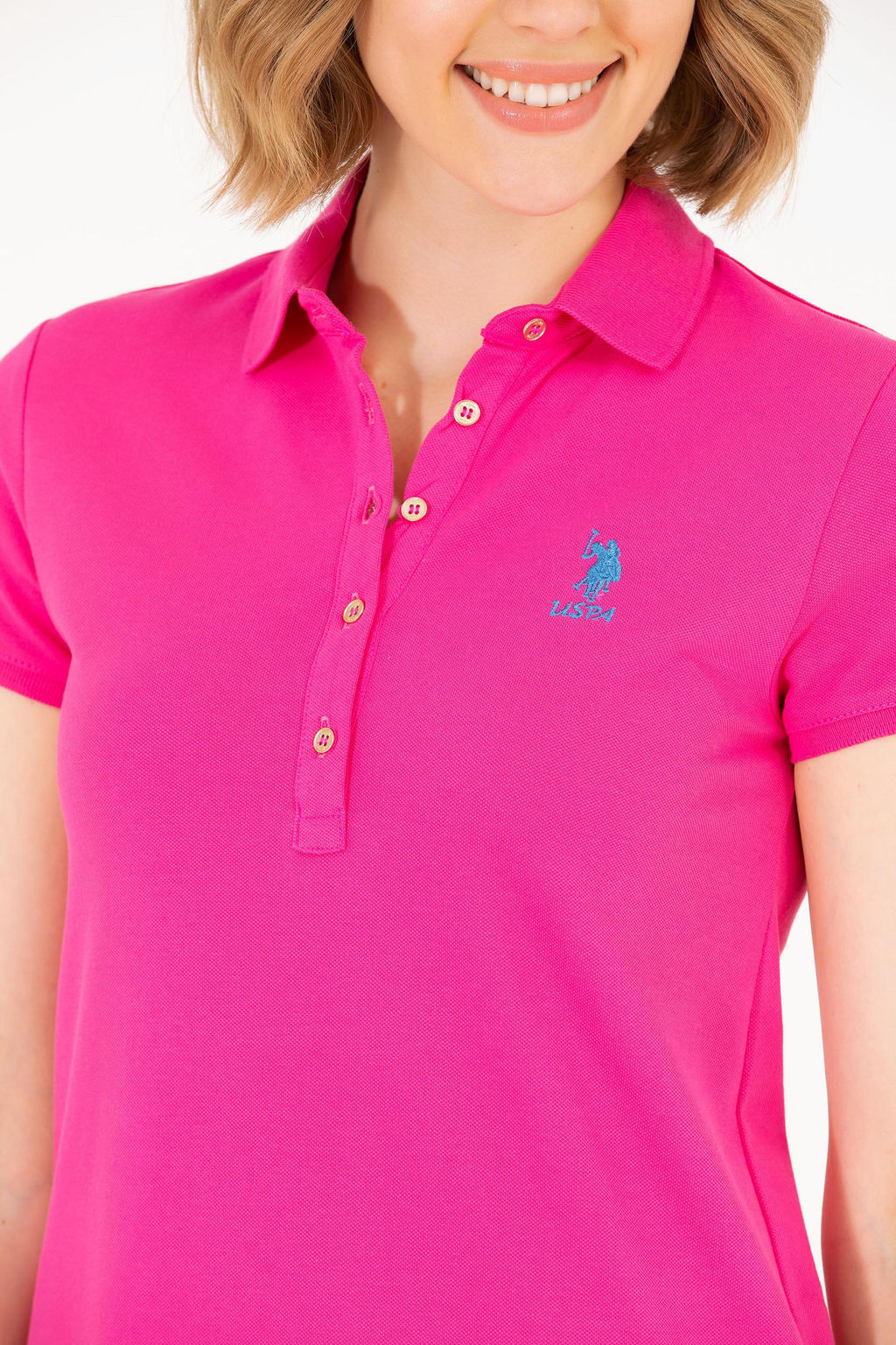 U. S. Polo Assn Женское трикотажное платье цвета фуксии с воротником-поло - U.s. polo assn фото 21