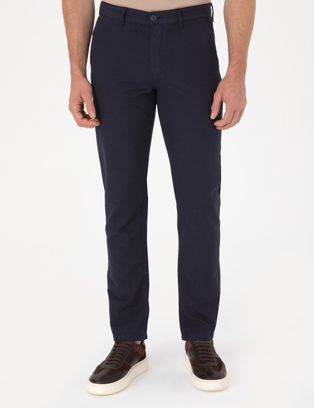 Lacivert Slim Fit Kanvas Pantolon