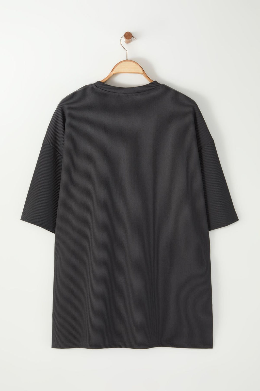 TRENDYOL MAN Buyuk Beden Basic Gri Oversize/Genis Kesim Dokulu K?r?smaz Ottoman T-Shirt TMNSS25BF00013 - Trendyolmilla фото 9