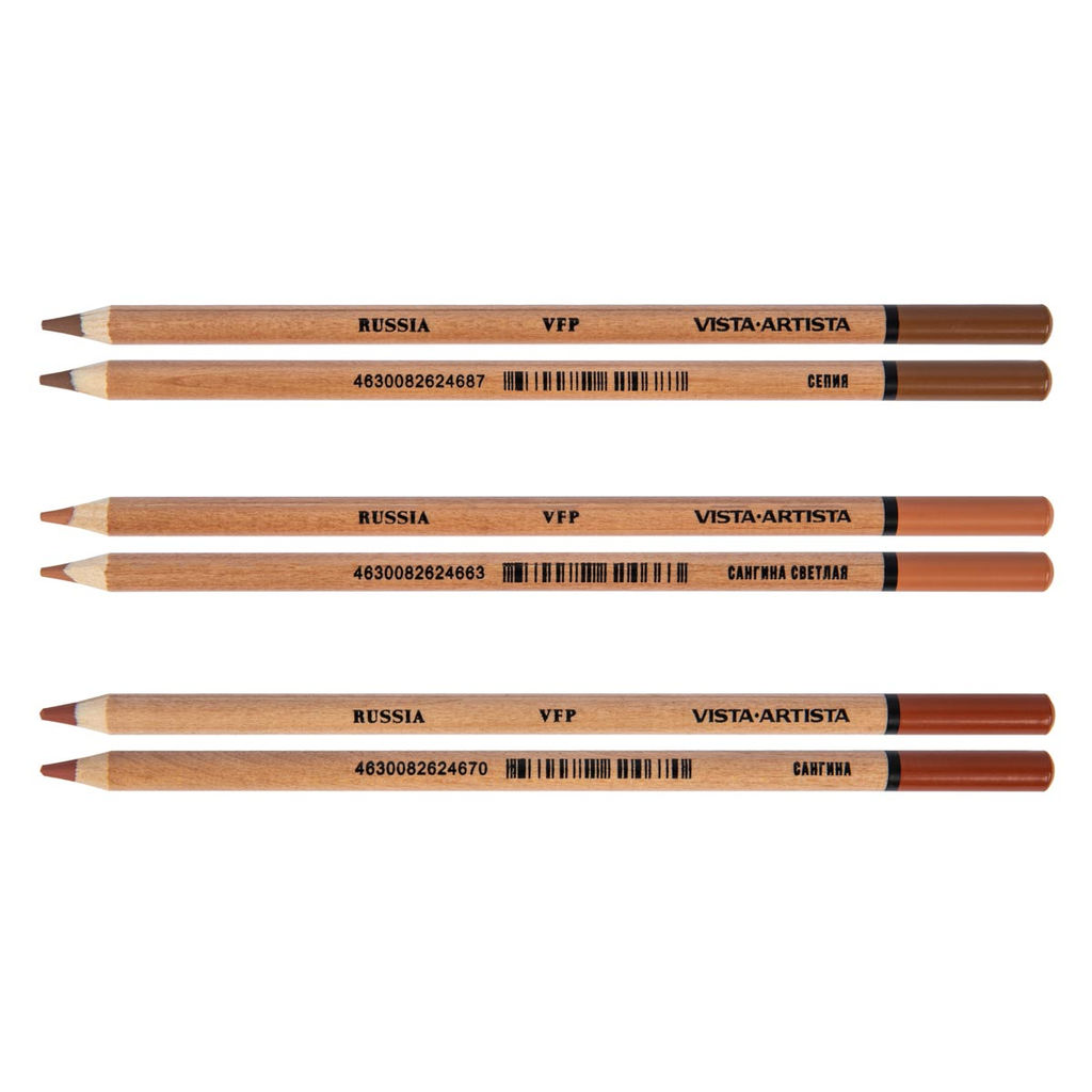 VISTA-ARTISTA LE (Limited Edition) Набор пастельных карандашей VFPS-6 8 x 6 шт. Сангина x 2, Сангина светлая x 2, Сепия x 2