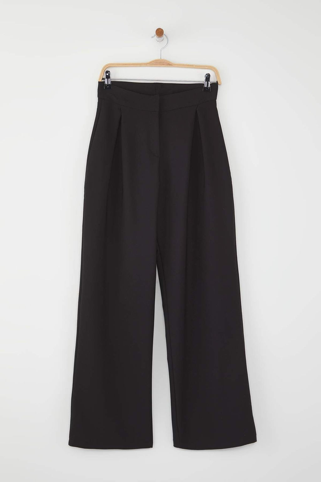 Trendyolmilla Siyah Derin Pilili Wide Leg/Genis Paca Pantolon TWOSS25PL00116  фото 5