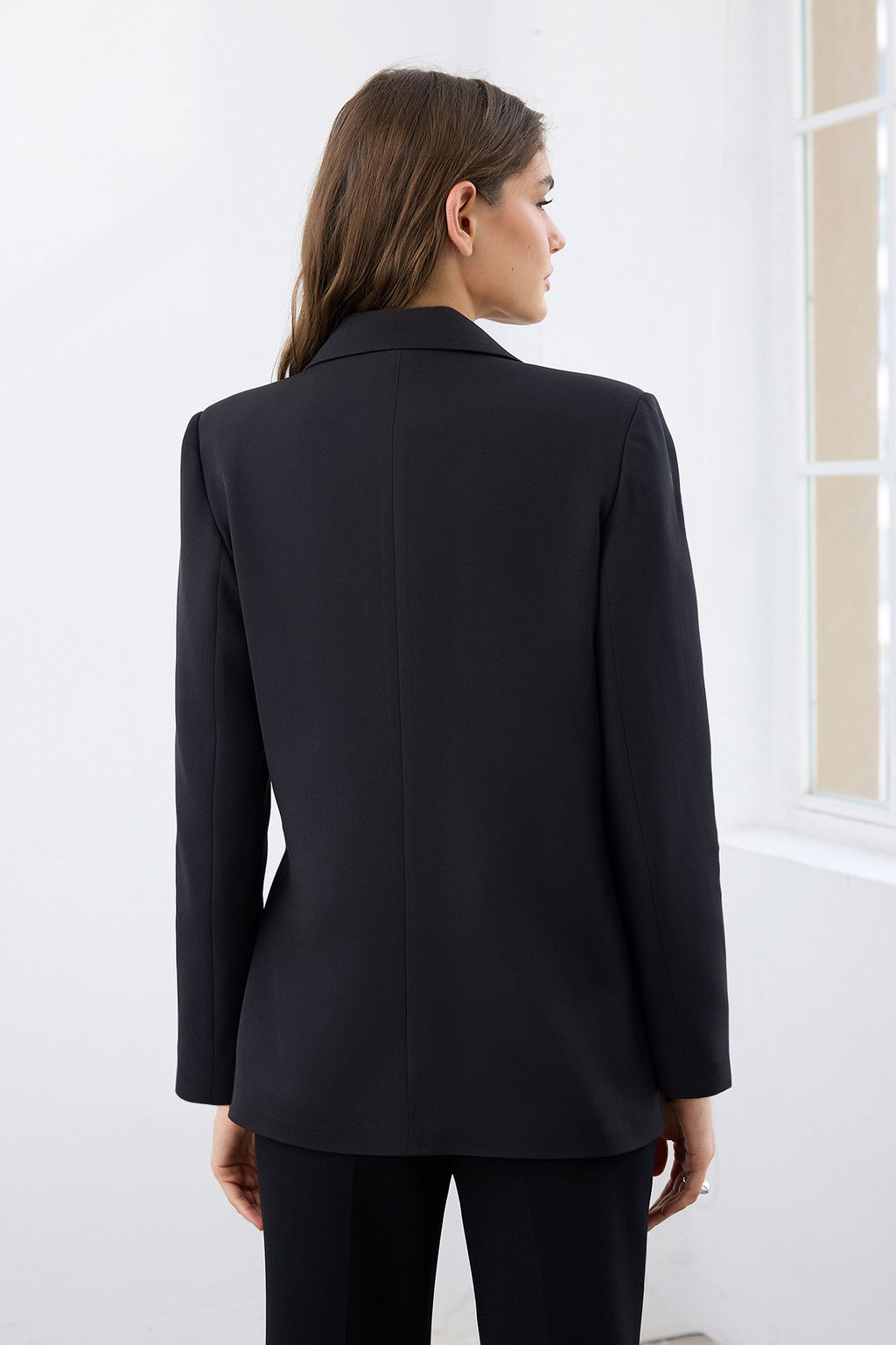 Siyah Kemer Aksesuar Kemerli Regular/Normal Kal?p Dokuma Blazer Ceket TWOAW26BC00027