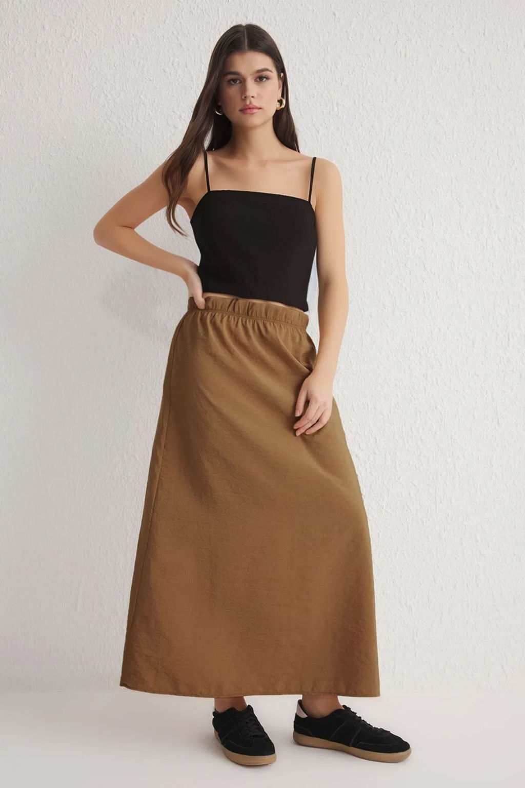 TRENDYOLMILLA Ac?k Kahverengi Modal Midi Boy Klos Dokuma Etek TWOSS25ET00054 фото 4