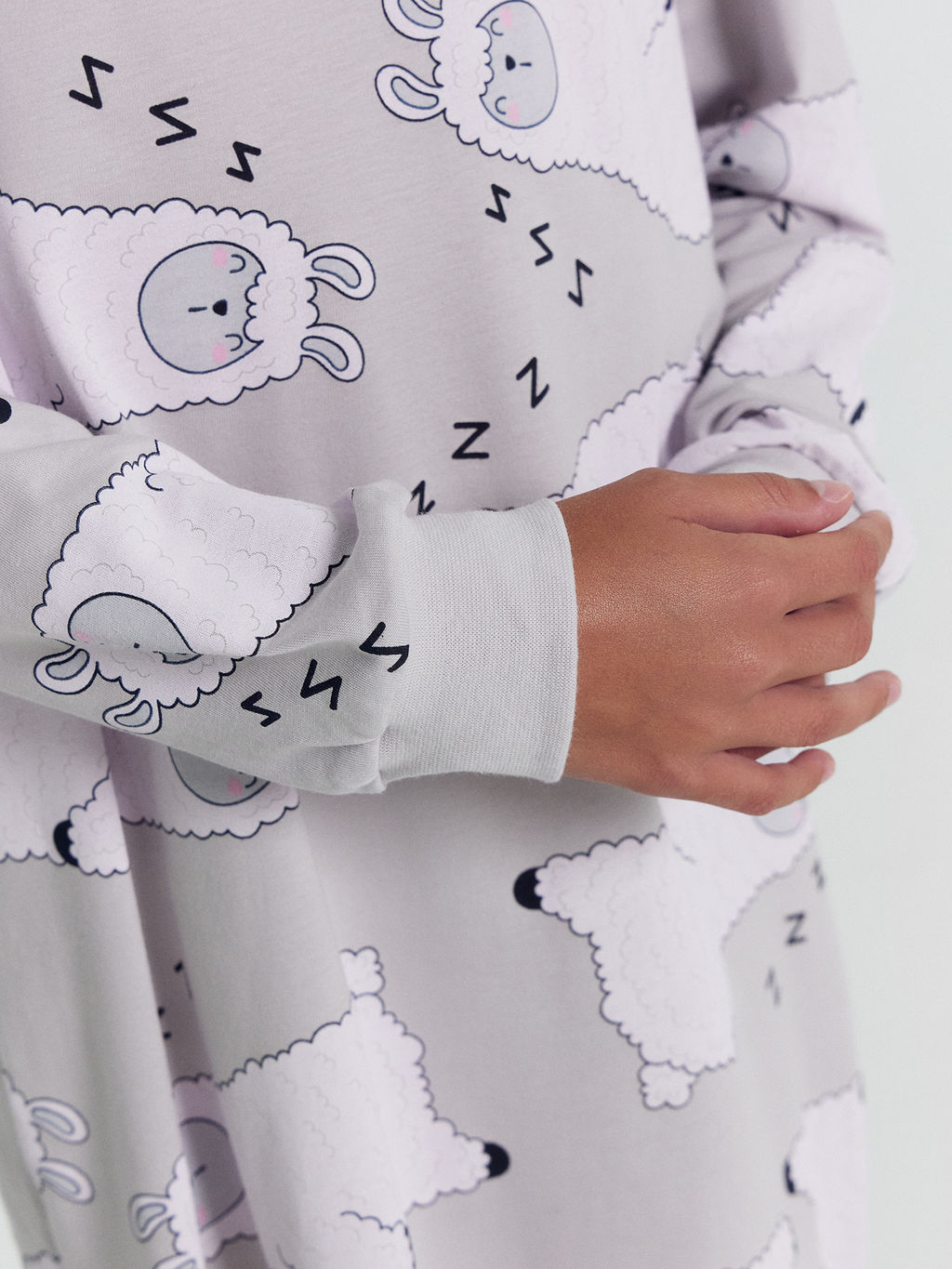 Сорочка ночная для девочек светло-серая с ламами - Mark formelle фото 5