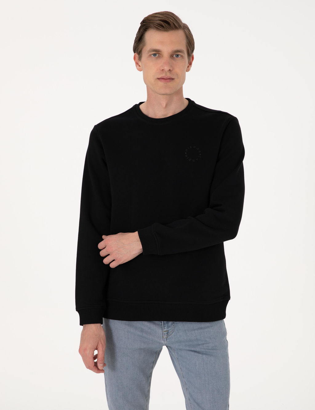 Siyah 3 _plik Regular Fit Bisiklet Yaka Basic Sweatshirt - Pierre cardin фото 3