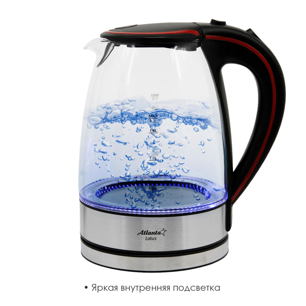 Чайник электрический дисковый стекло арт.ATH-691 1,7л, 2000W