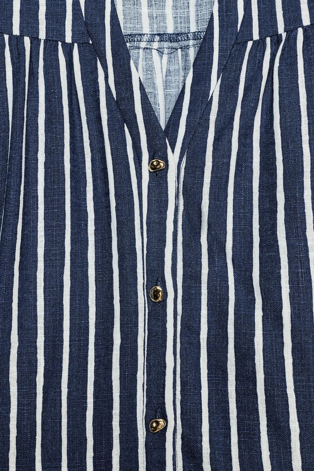 STRIPED LINEN BLEND SHIRT - Zara фото 5