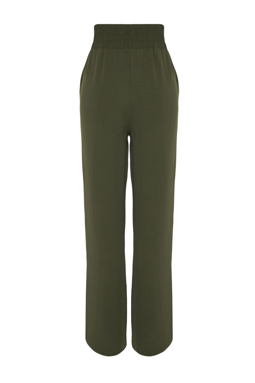 Haki Wide Leg/Genis Paca Beli Lastikli Dokuma Pantolon TWOSS22PL00024