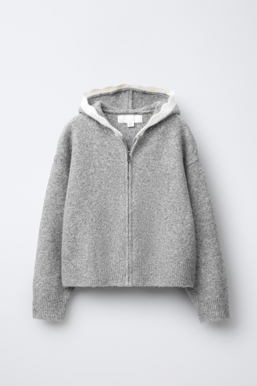 HOODED CARDIGAN WITH CROCHET TRIM