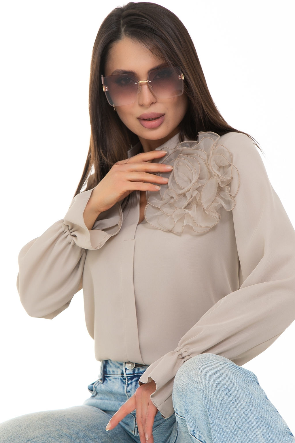 Блуза Модная Люкс (кремовый) - Diolche фото 4