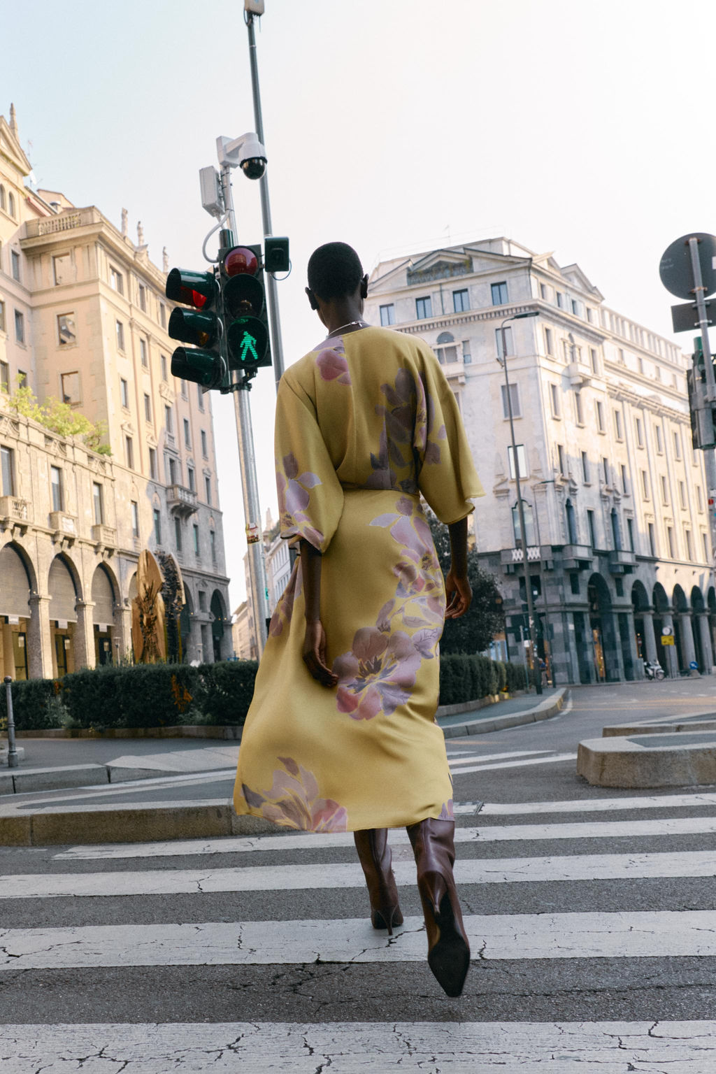 PRINTED SATIN MIDI DRESS - Zara фото 6