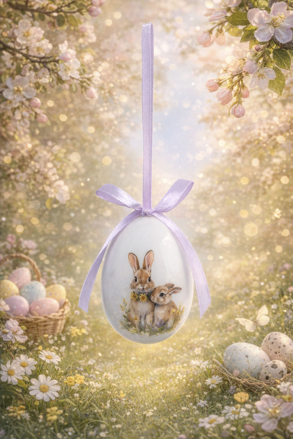 Подвеска, пасхальное яйцо, 6 см, пенопласт, Кролики, Interior Easter - Anna lafarg фото 6