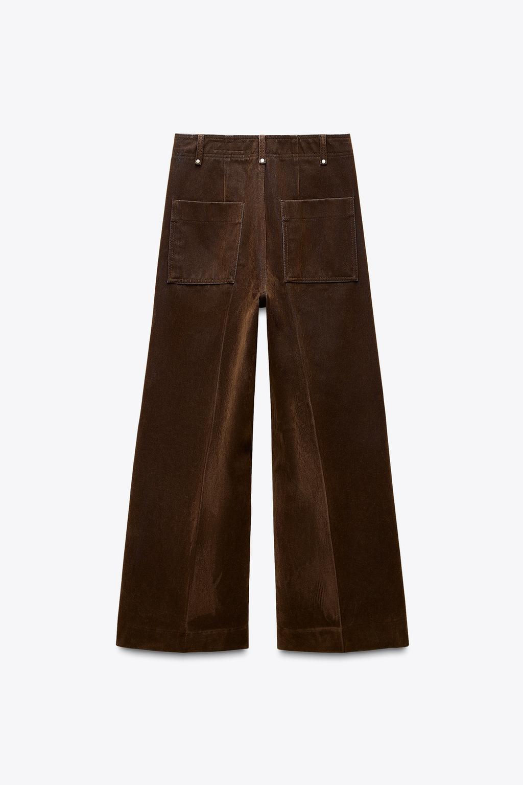 ZW COLLECTION WIDE-LEG HIGH-WAIST FLOCKED JEANS - Zara фото 7