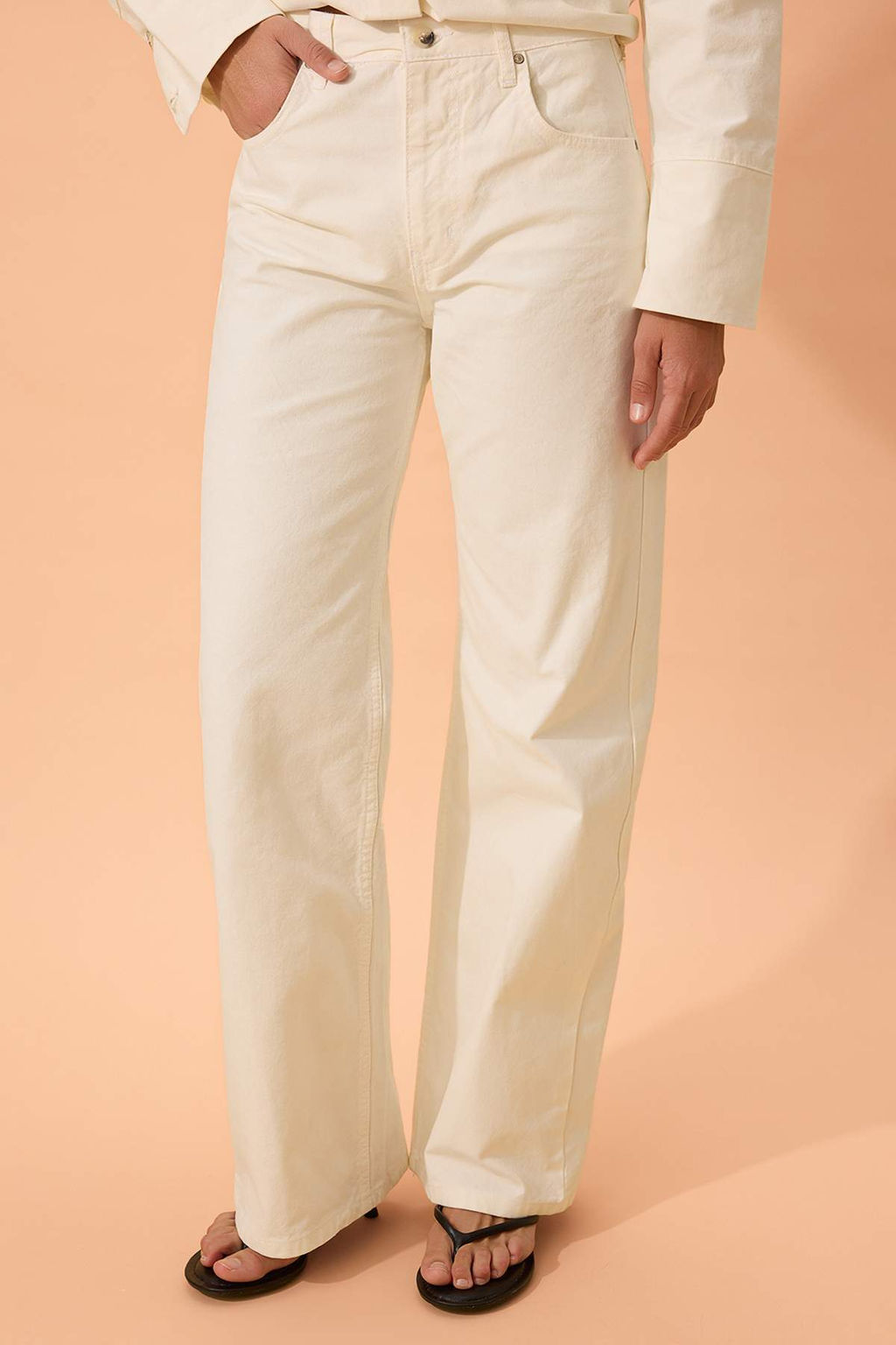 Beyaz Gabardin Basic Wide Leg/Genis Paca Pantolon TWOSS26PL00098 - Trendyolmilla фото 5