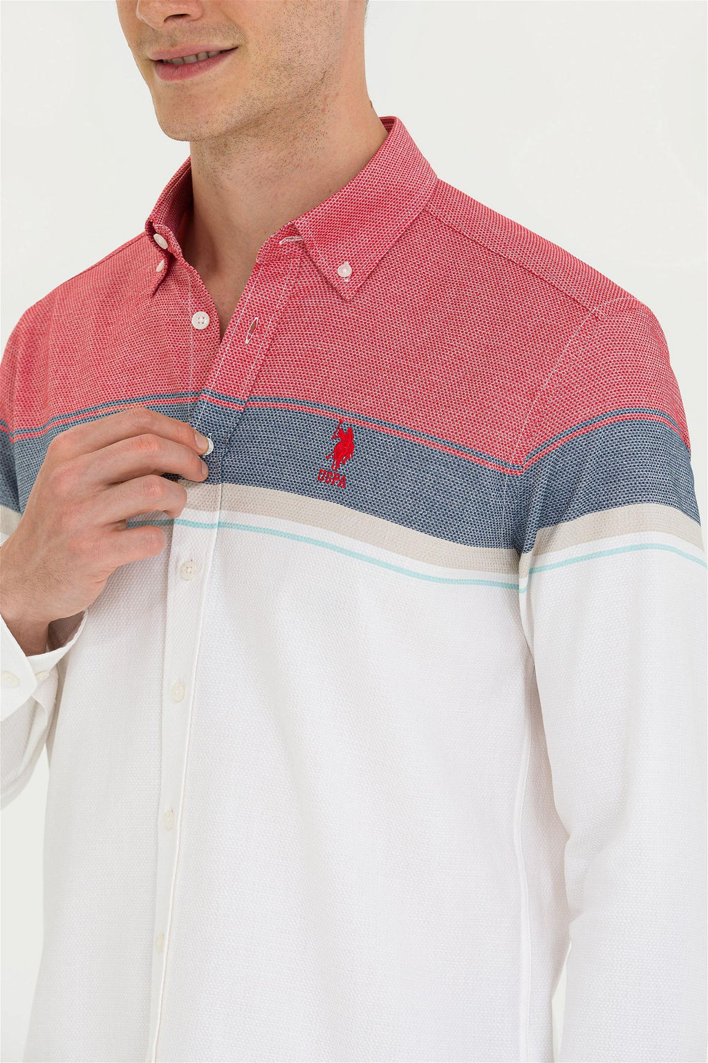 U. S. Polo Assn / Мужская белая рубашка с длинным рукавом - U.s. polo assn фото 14