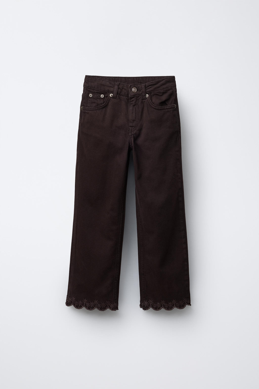 STRAIGHT-LEG DENIM TROUSERS WITH WAVY EMBROIDERY
