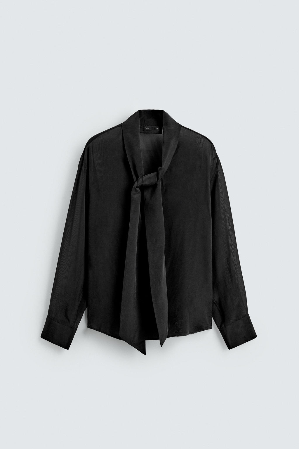 SEMI-SHEER SHIRT WITH BOW - Zara фото 7