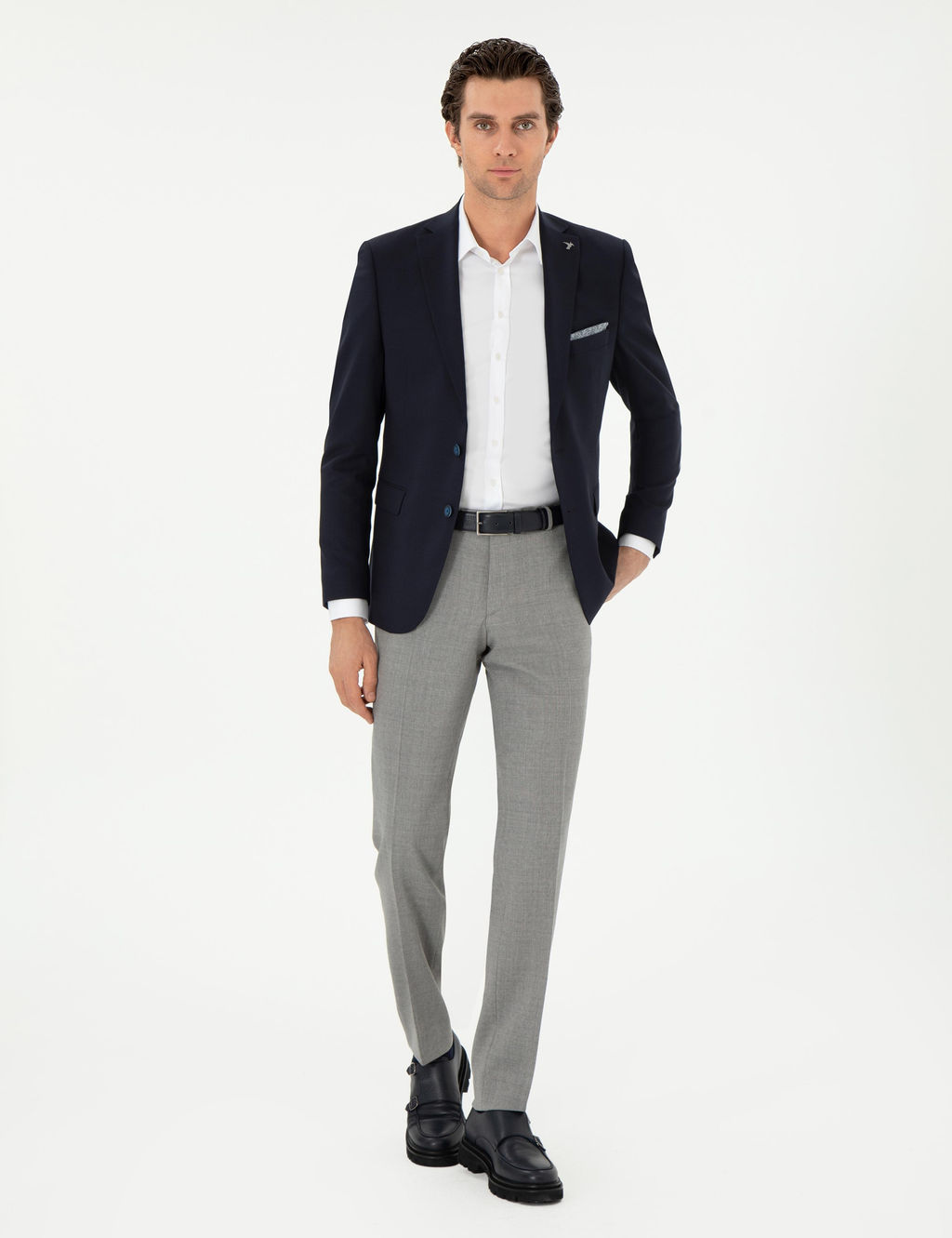 Gri Slim Fit Y_n Klasik Pantolon